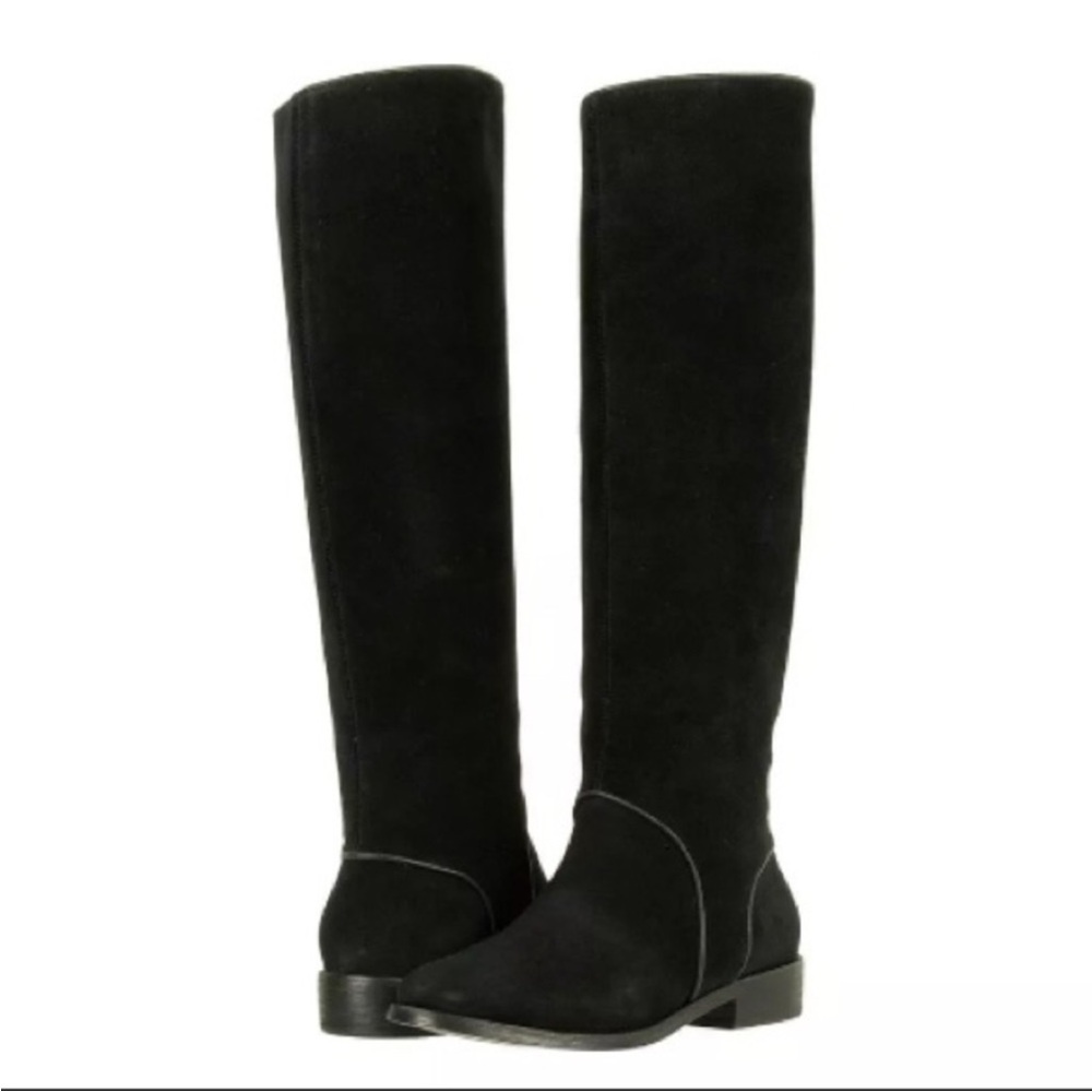 UGG Gracen Suede Black Tall Riding Boots Block Heel Black Knee-High